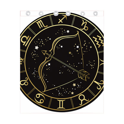 Gold And Black Sagittarius Sign Print Curtain
