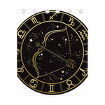 Gold And Black Sagittarius Sign Print Curtain