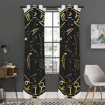 Gold And Black Sagittarius Sign Print Curtain