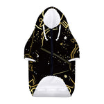 Gold And Black Sagittarius Sign Print Dog Zip Up Hoodie