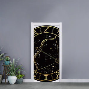 Gold And Black Sagittarius Sign Print Door Sticker