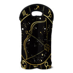 Gold And Black Sagittarius Sign Print Double Neoprene Wine Tote