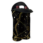Gold And Black Sagittarius Sign Print Double Neoprene Wine Tote