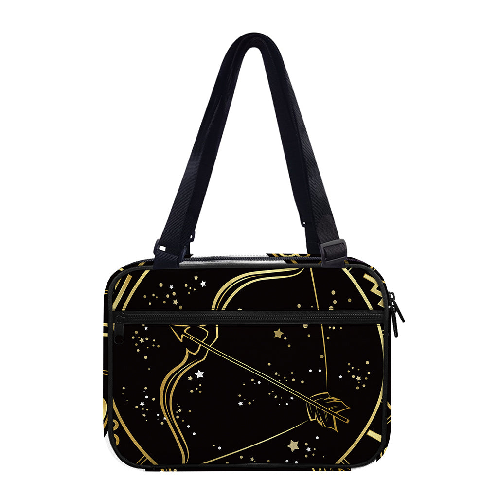 Gold And Black Sagittarius Sign Print Double Strap Bible Bag