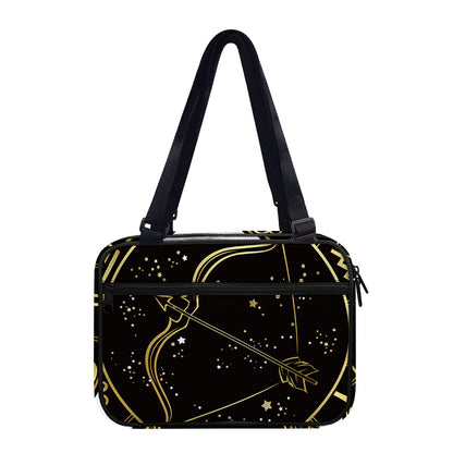 Gold And Black Sagittarius Sign Print Double Strap Bible Bag