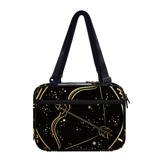 Gold And Black Sagittarius Sign Print Double Strap Bible Bag