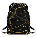 Gold And Black Sagittarius Sign Print Drawstring Backpack