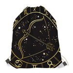 Gold And Black Sagittarius Sign Print Drawstring Bag