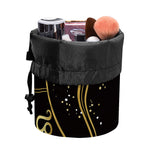 Gold And Black Sagittarius Sign Print Drawstring Makeup Bag