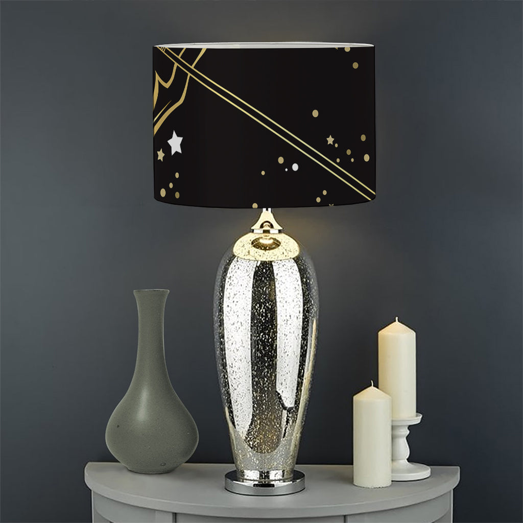 Gold And Black Sagittarius Sign Print Drum Lamp Shade