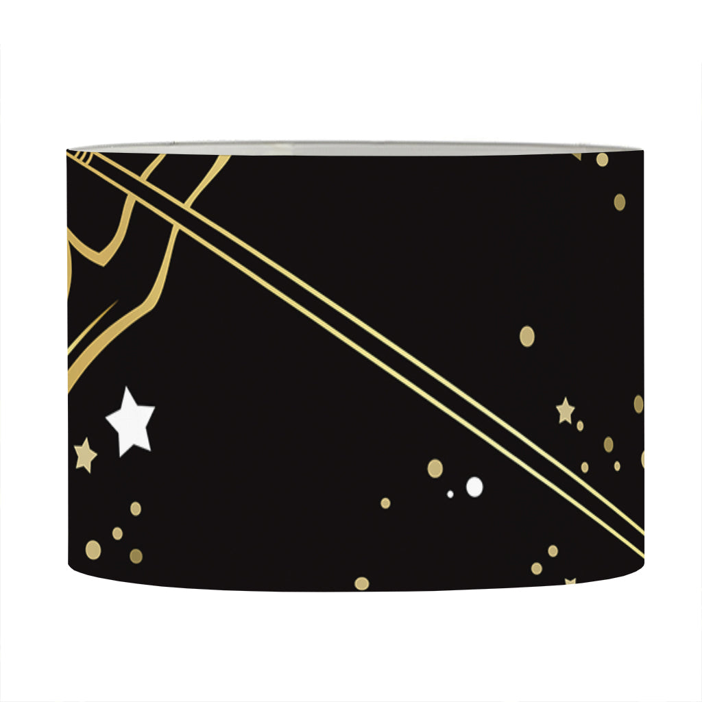 Gold And Black Sagittarius Sign Print Drum Lamp Shade