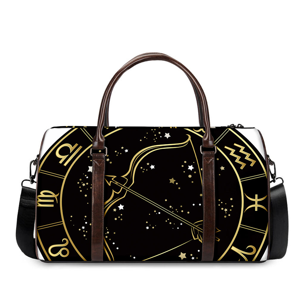 Gold And Black Sagittarius Sign Print Duffle Bag