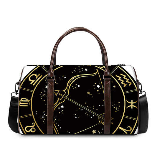 Gold And Black Sagittarius Sign Print Duffle Bag