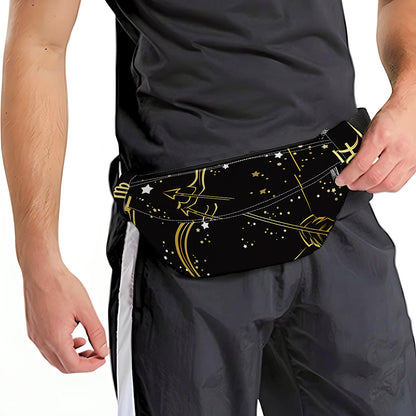 Gold And Black Sagittarius Sign Print Fanny Pack