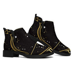 Gold And Black Sagittarius Sign Print Flat Ankle Boots