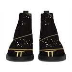 Gold And Black Sagittarius Sign Print Flat Ankle Boots