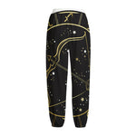 Gold And Black Sagittarius Sign Print Fleece Lined Knit Pants