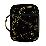 Gold And Black Sagittarius Sign Print Front Pocket Bible Bag