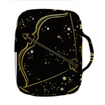 Gold And Black Sagittarius Sign Print Front Pocket Bible Bag