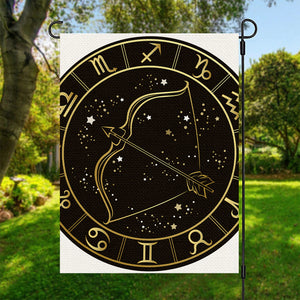 Gold And Black Sagittarius Sign Print Garden Flag