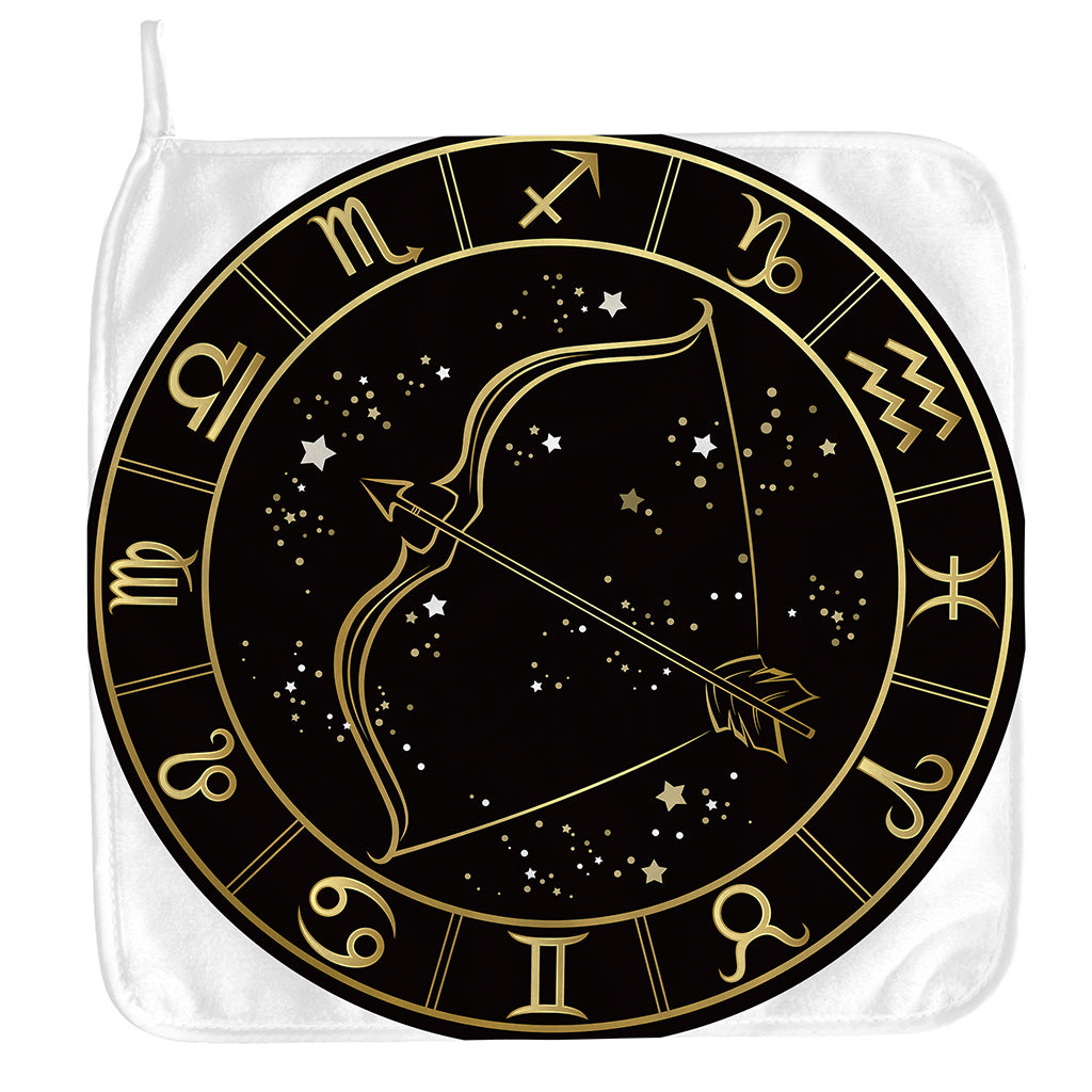 Gold And Black Sagittarius Sign Print Hand Towel