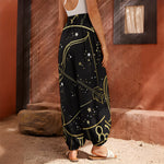 Gold And Black Sagittarius Sign Print Harem Pants
