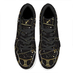 Gold And Black Sagittarius Sign Print High Top Leather Sneakers