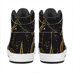 Gold And Black Sagittarius Sign Print High Top Leather Sneakers