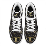 Gold And Black Sagittarius Sign Print High Top Leather Sneakers