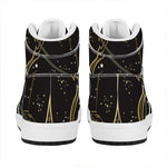 Gold And Black Sagittarius Sign Print High Top Leather Sneakers