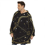 Gold And Black Sagittarius Sign Print Hoodie Blanket