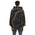 Gold And Black Sagittarius Sign Print Hoodie Blanket