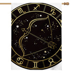 Gold And Black Sagittarius Sign Print House Flag
