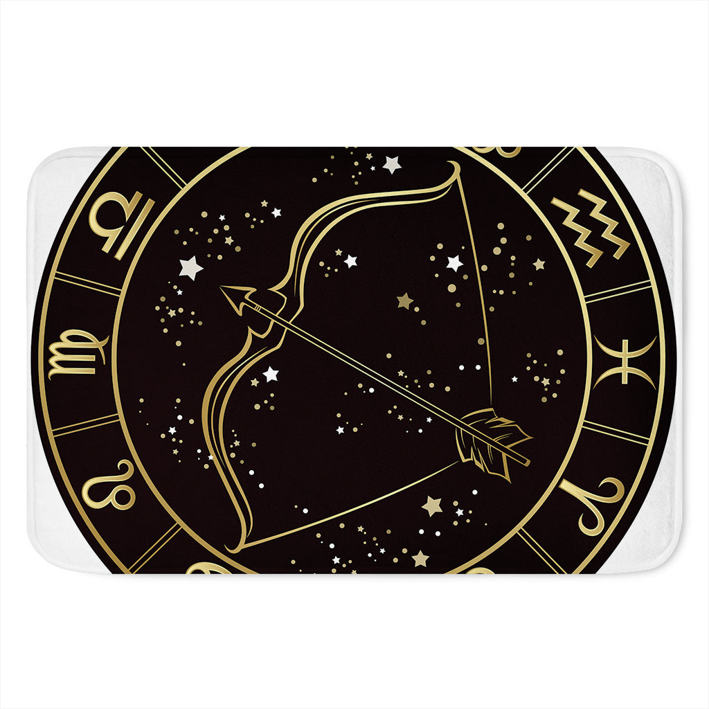 Gold And Black Sagittarius Sign Print Indoor Door Mat