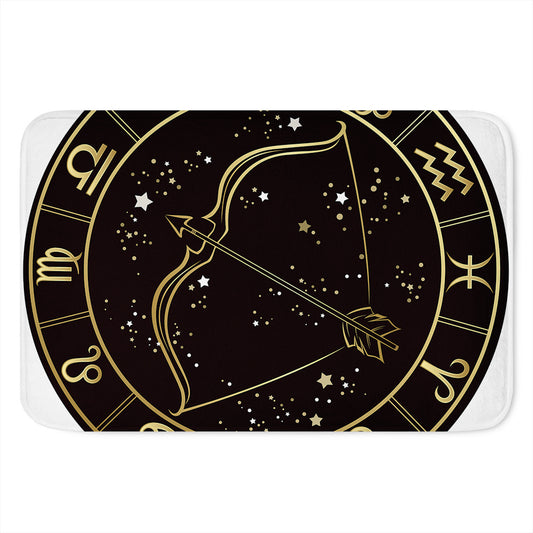 Gold And Black Sagittarius Sign Print Indoor Door Mat