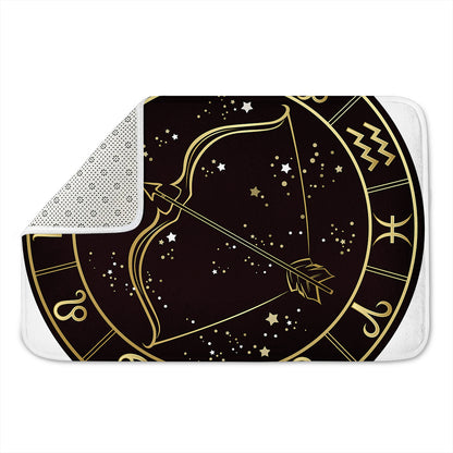 Gold And Black Sagittarius Sign Print Indoor Door Mat