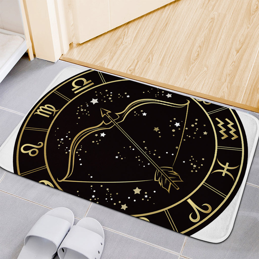 Gold And Black Sagittarius Sign Print Indoor Door Mat