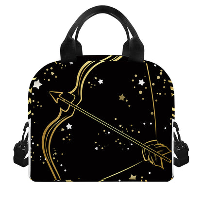 Gold And Black Sagittarius Sign Print Insulated Lunch Bag