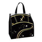 Gold And Black Sagittarius Sign Print Insulated Lunch Tote