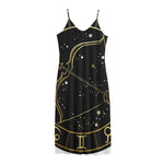 Gold And Black Sagittarius Sign Print Jersey Midi Cami Dress