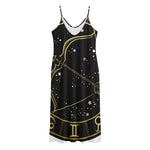 Gold And Black Sagittarius Sign Print Jersey Midi Cami Dress
