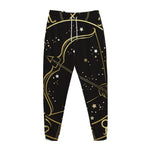 Gold And Black Sagittarius Sign Print Jogger Pants