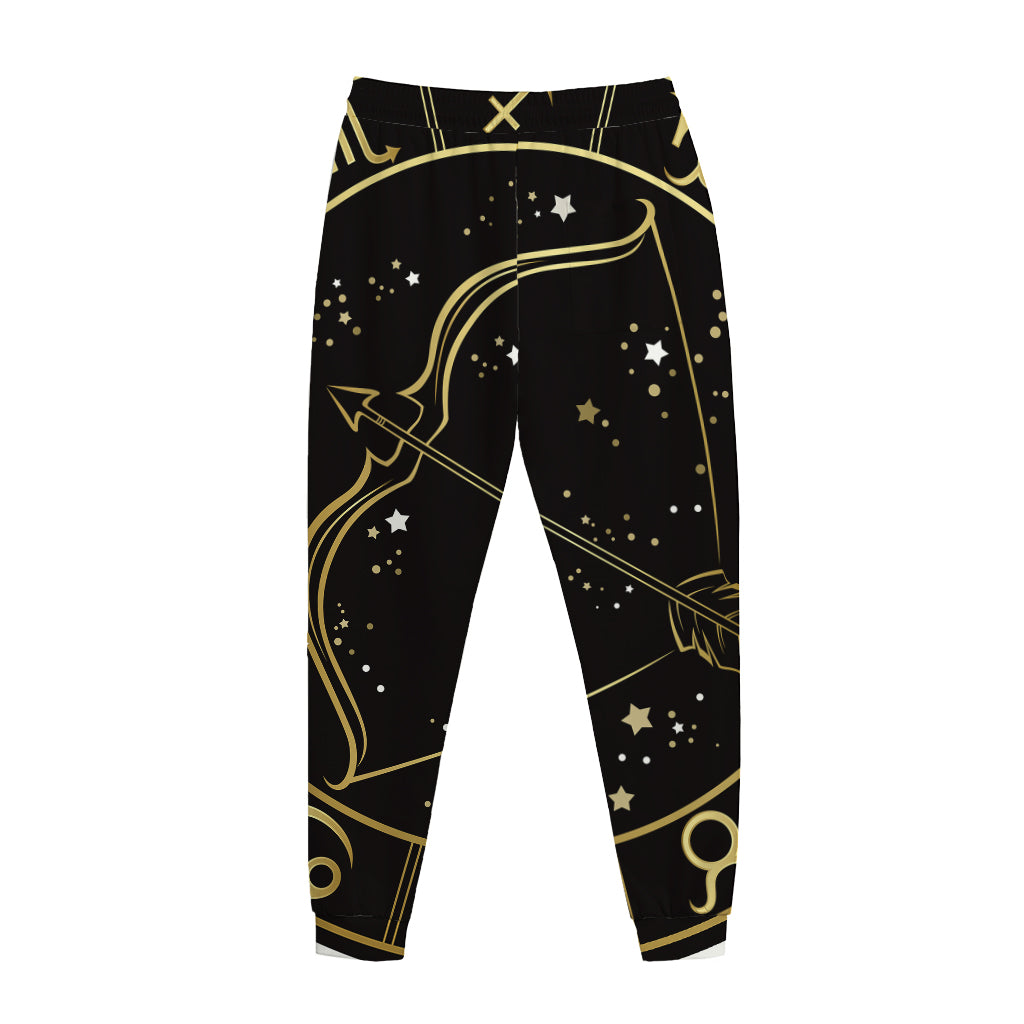 Gold And Black Sagittarius Sign Print Jogger Pants