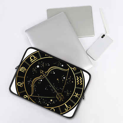 Gold And Black Sagittarius Sign Print Laptop Sleeve