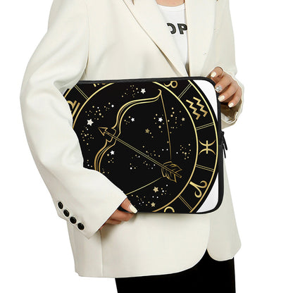 Gold And Black Sagittarius Sign Print Laptop Sleeve