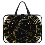 Gold And Black Sagittarius Sign Print Laptop Sleeve With Handle