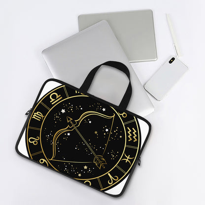 Gold And Black Sagittarius Sign Print Laptop Sleeve With Handle