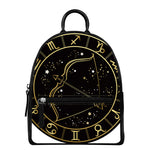 Gold And Black Sagittarius Sign Print Leather Backpack