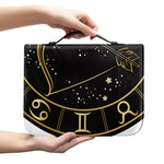Gold And Black Sagittarius Sign Print Leather Bible Cover