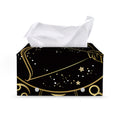 Gold And Black Sagittarius Sign Print Leather Tissue Box Cover
